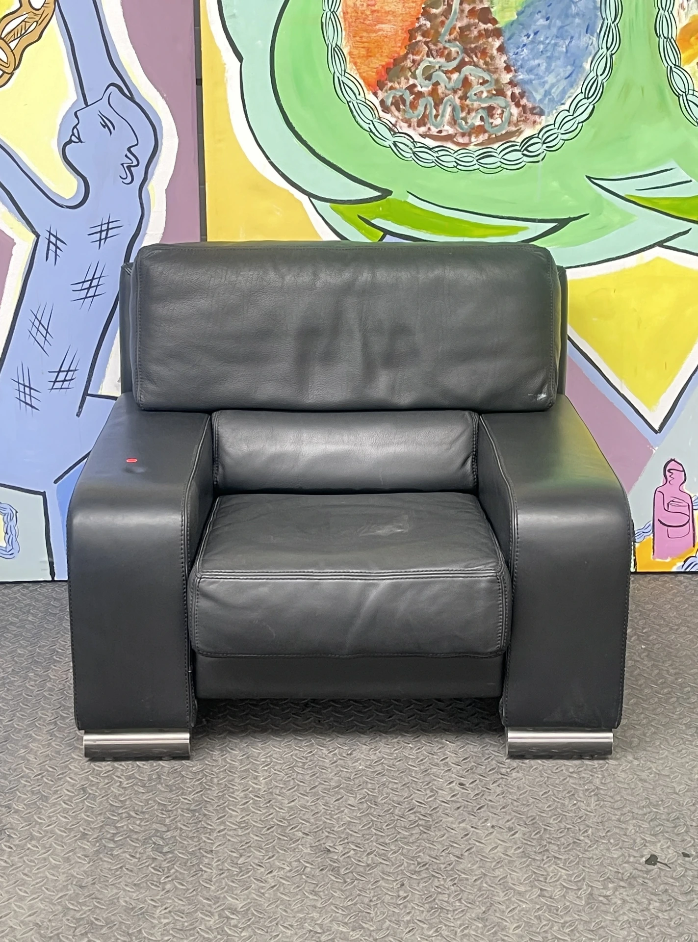 Fauteuil en cuir noir