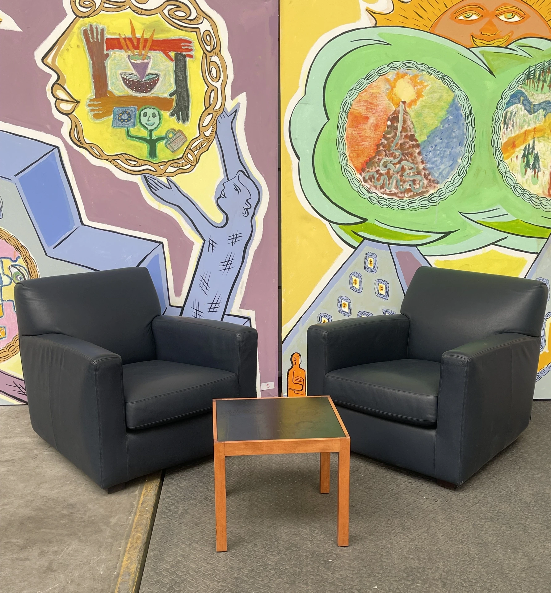 Paire de fauteuil en cuir Noir